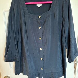 J. Jill Dark Blue Button-Up Blouse
